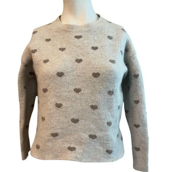 Splendid Ladies Small Gray Heart Sweater Crewneck Cotton Cropped Wool Soft $168 - Picture 1 of 6